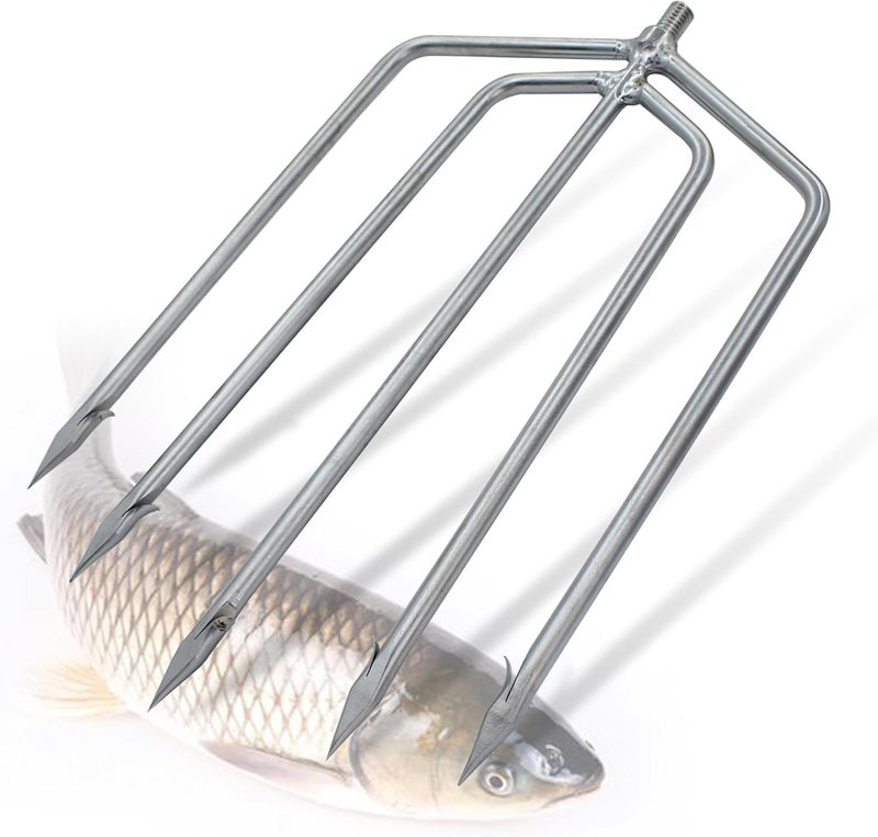 Dutiplus Large Fishing Harpoon 1~11 Prong Barded Stainless Steel Hunting Fish Gig Gaff Fork Hook with 8mm Screw for Catching Big Fish Mole Big Bullfrog - Image 1